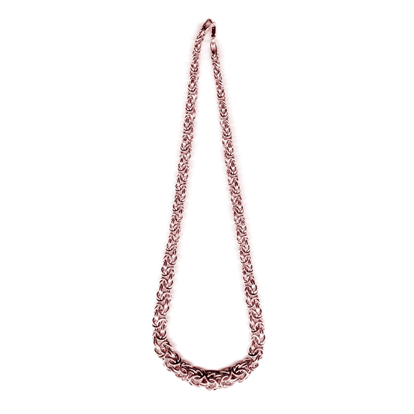 Vicenza Collection Byzantine Necklace in Rose Gold Plated Silver 25.18 Grams 20 Inch with Extender