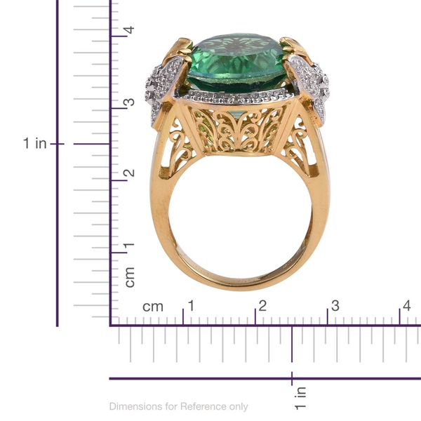 Peacock Quartz (Ovl), Diamond Ring in 14K Gold Overlay Sterling Silver 17.760 Ct.
