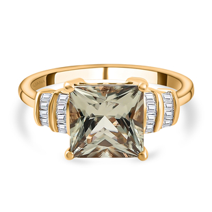 ILIANA 18K Yellow Gold AAA Turkizite and Diamond (SI/G-H) Ring 2.98 Ct.