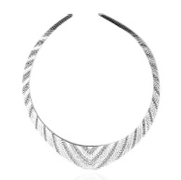 Vicenza Collection Rhodium Plated Sterling Silver Cleopatra Necklace (Size 17), Silver wt 30.17 Gms.