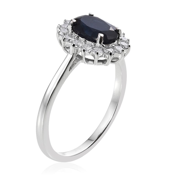 9K W Gold Kanchanaburi Blue Sapphire (Ovl 1.50 Ct), Diamond Ring 1.900 Ct.
