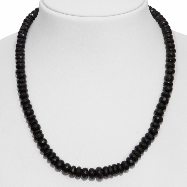 Exclusive Edition - Graduated Boi Ploi Black Spinel Necklace (Size 20) with Magnetic Clasp in Rhodium Plated Sterling Silver 400.00 Ct.