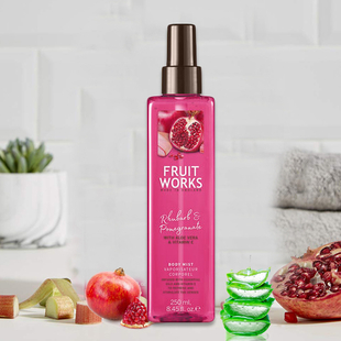 Fruit Works: Rhubarb & Pomegranate Body Mist (With Aloe Vera & Vitamin E) - 250ml