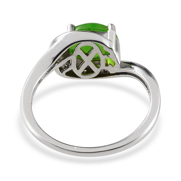 Green Ethiopian Opal (Ovl 1.25 Ct), Diamond Ring in Platinum Overlay Sterling Silver 1.290 Ct.