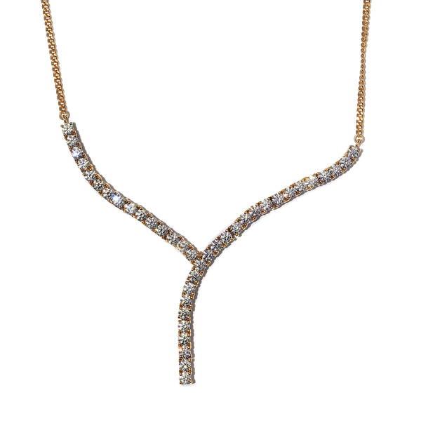 Lustro Stella 14K Gold Overlay Sterling Silver Necklace (Size 18) Made with Finest CZ 11.51 Ct, Silv