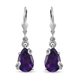 2.25 Ct Amethyst Solitaire Drop Earrings in Platinum Plated Silver