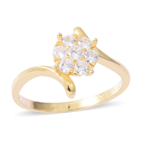 ELANZA Simulated Diamond Floral Ring in Yellow Gold Plated Sterling Silver