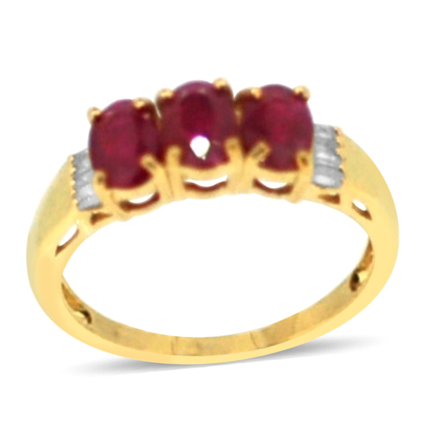 Ruby (Ovl), Diamond Ring in 14K Gold Overlay Sterling Silver 1.750 Ct.