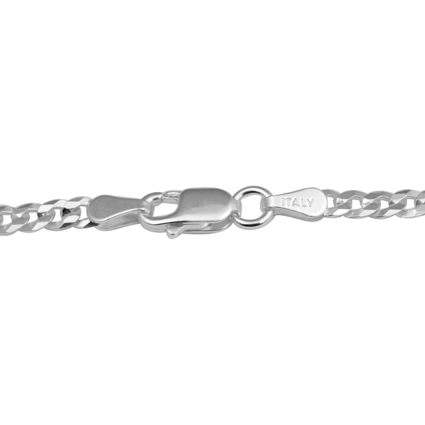 Italian Made Sterling Silver Flat Curb Necklace (Size 20), Silver wt 6.00 Gms