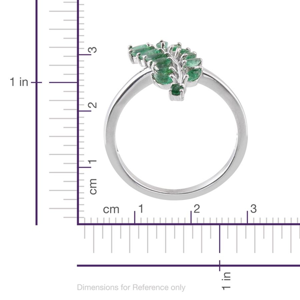 Kagem Zambian Emerald (Mrq) Leaves Ring in Platinum Overlay Sterling Silver 1.000 Ct.