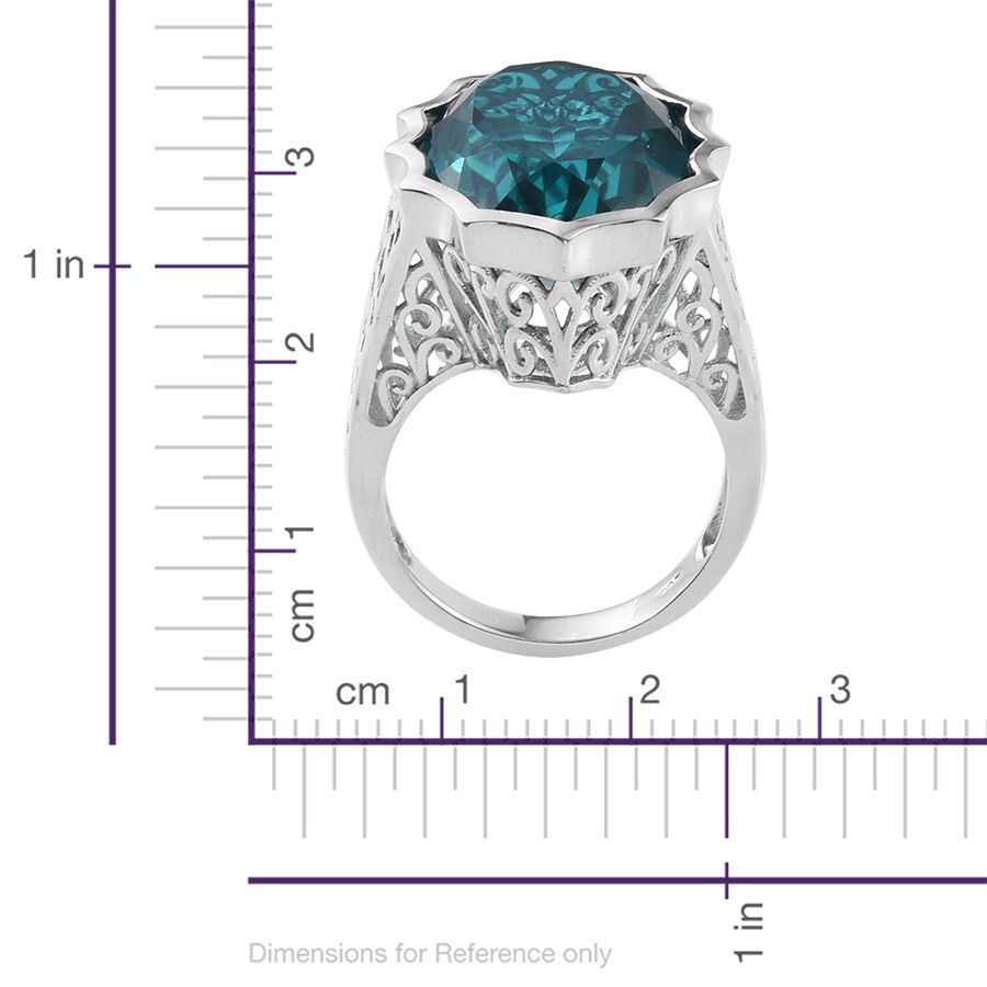 Capri Blue Quartz (Ovl) Ring in Platinum Overlay Sterling Silver 18.750 Ct.
