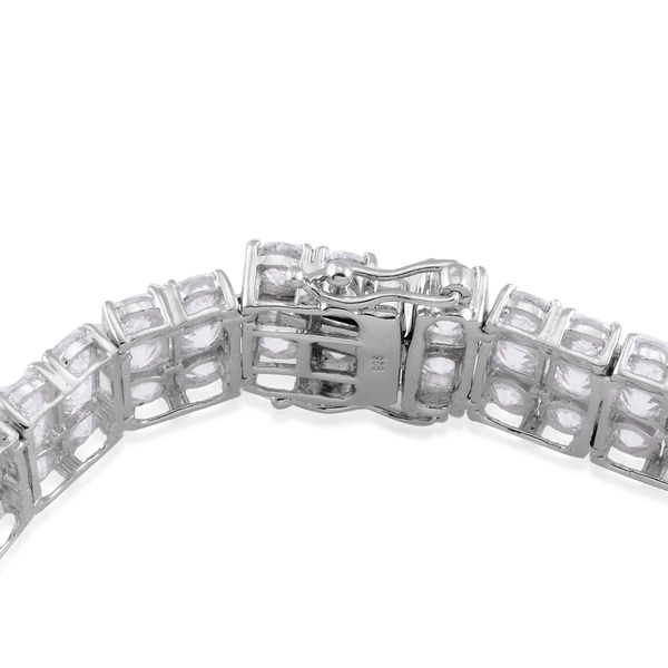 Lustro Stella - Platinum Overlay Sterling Silver (Oct) Bracelet Made with Finest CZ (Size 8) 31.680 Ct.