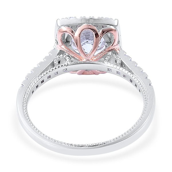 AAA Simulated White Diamond Ring in Rose Gold and Rhodium Plated Sterling Silver