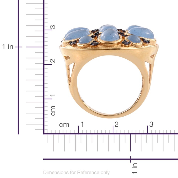 Blue Jade (Ovl), Tanzanite Ring in 14K Gold Overlay Sterling Silver 9.000 Ct. Silver wt 8.20 Gms.