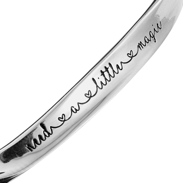 Kimberley A Wish From Me Collection Natural Cambodian Zircon (Rnd) Bangle (Size 7.5) in Platinum Overlay Sterling Silver.Silver Wt 24.00 Gms.