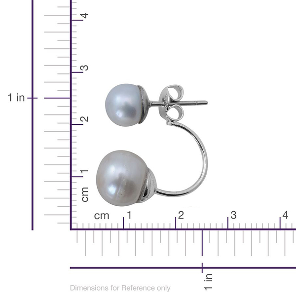 Fresh Water White Pearl Earrings (with Push Back) in Stainless Steel 10.000 Ct.