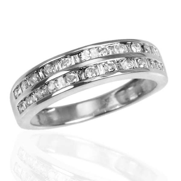 0.50 Carat Diamond Half Eternity Band Ring in 9K White Gold 2.30 Grams I3 GH