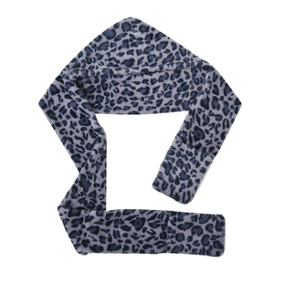 Leopard Pattern Faux Fur Hooded Scarf - Blue