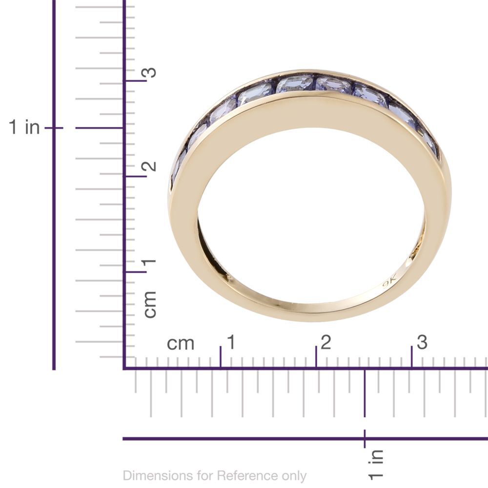 9K Y Gold Tanzanite (Sqr) Half Eternity Ring 1.500 Ct.