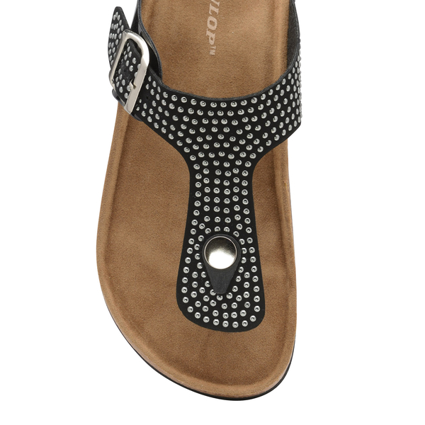 Dunlop Carmen Toe Post Flat Sandals (Size 4) - Black