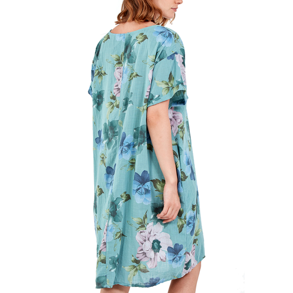 Nova of London - Floral High Low Linen Two Pocket Dress (Size 8-18) - Mint Green