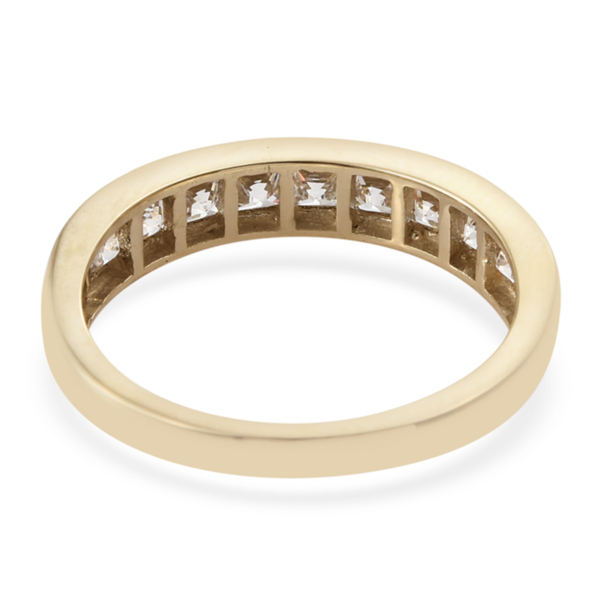 J Francis - 9K Yellow Gold (Princess Cut) Half Eternity Band Ring Made with Finest CZ