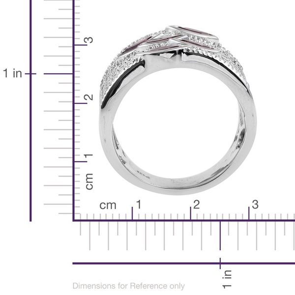 Rhodolite Garnet (Mrq) 5 Stone Ring in ION Plated Platinum Bond 1.500 Ct.