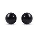 Black Agate (Rnd) Stud Earrings (with Push Back) in Rhodium Overlay Sterling Silver 8.00 Ct.