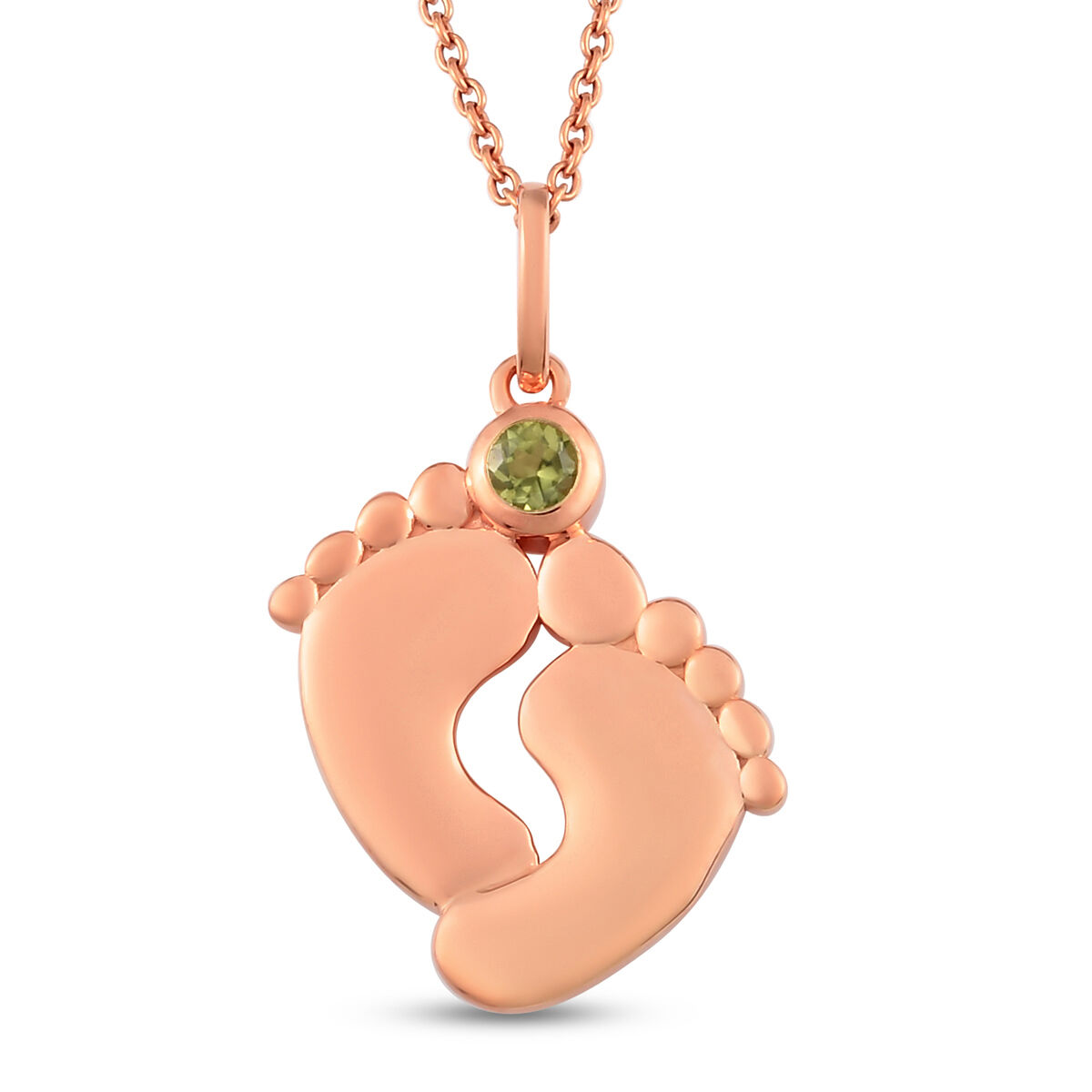 Hebei Peridot Pendant With Chain (Size 18 With 2 inch Extender) in Rose Gold Overlay Sterling Silver