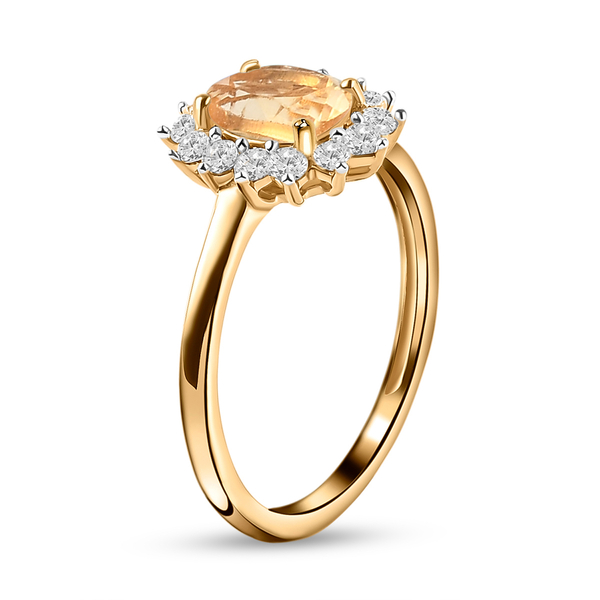 Citrine and Natural Cambodian Zircon Ring in 14K Gold Overlay Sterling Silver 1.14 Ct.