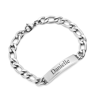 Personalised Men's ID Engravable Figaro Chain Bracelet - Size 7.5Inch