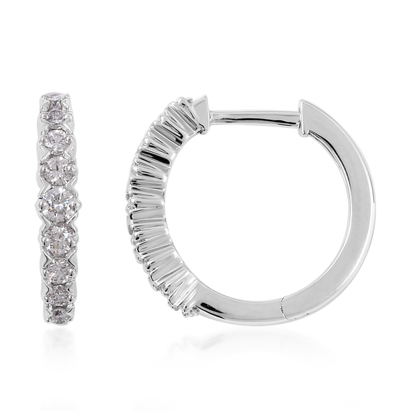RHAPSODY 950 Platinum IGI -SGL Certified Diamond (Rnd) (VS / F) Hoop Earrings (with Clasp) 0.50 Ct.