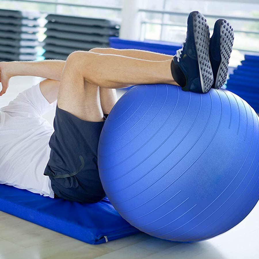 Exercise Yoga Puncture Proof Balance Ball with Foot Pump Blue