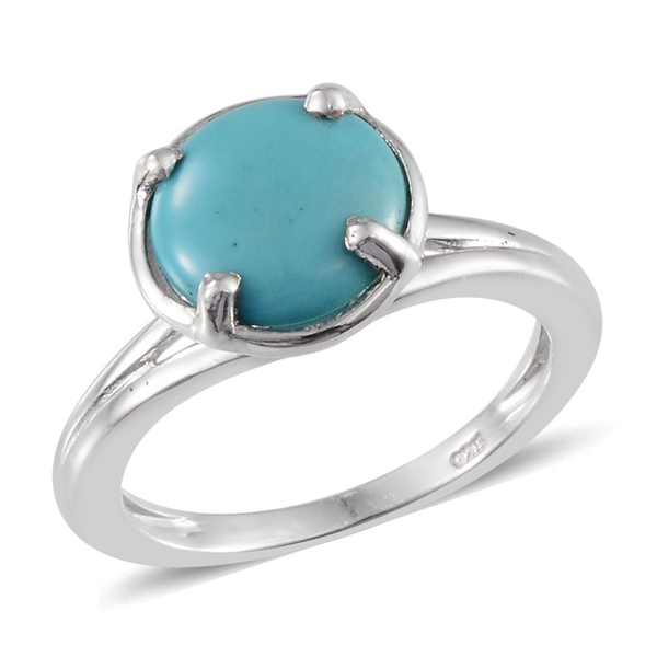 Arizona Sleeping Beauty Turquoise (Rnd) Solitaire Ring in Platinum Overlay Sterling Silver 3.500 Ct.