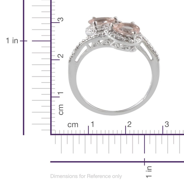 Marropino Morganite (Pear), Diamond Ring in Platinum Overlay Sterling Silver 1.160 Ct.