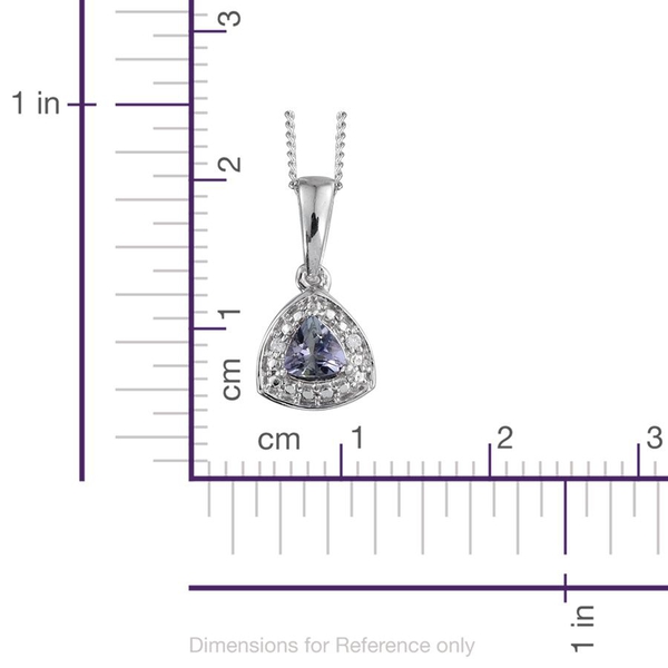 Simulated Tanzanite (Trl), Diamond Pendant With Chain and Lever Back Earrings in Platinum Overlay Sterling Silver 1.030 Ct.