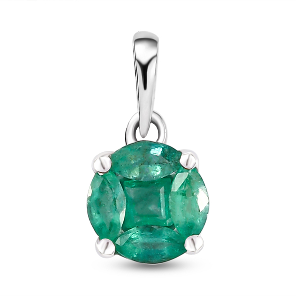 Premium Emerald Pendant in Platinum Overlay Sterling Silver