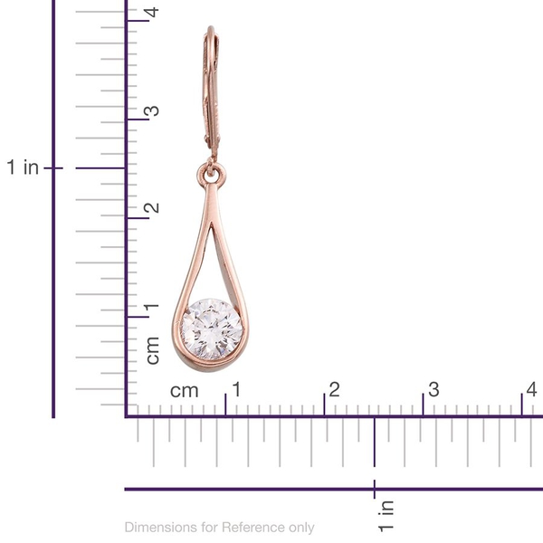 Lustro Stella - Rose Gold Overlay Sterling Silver (Rnd) Lever Back Earrings Made with Finest CZ
