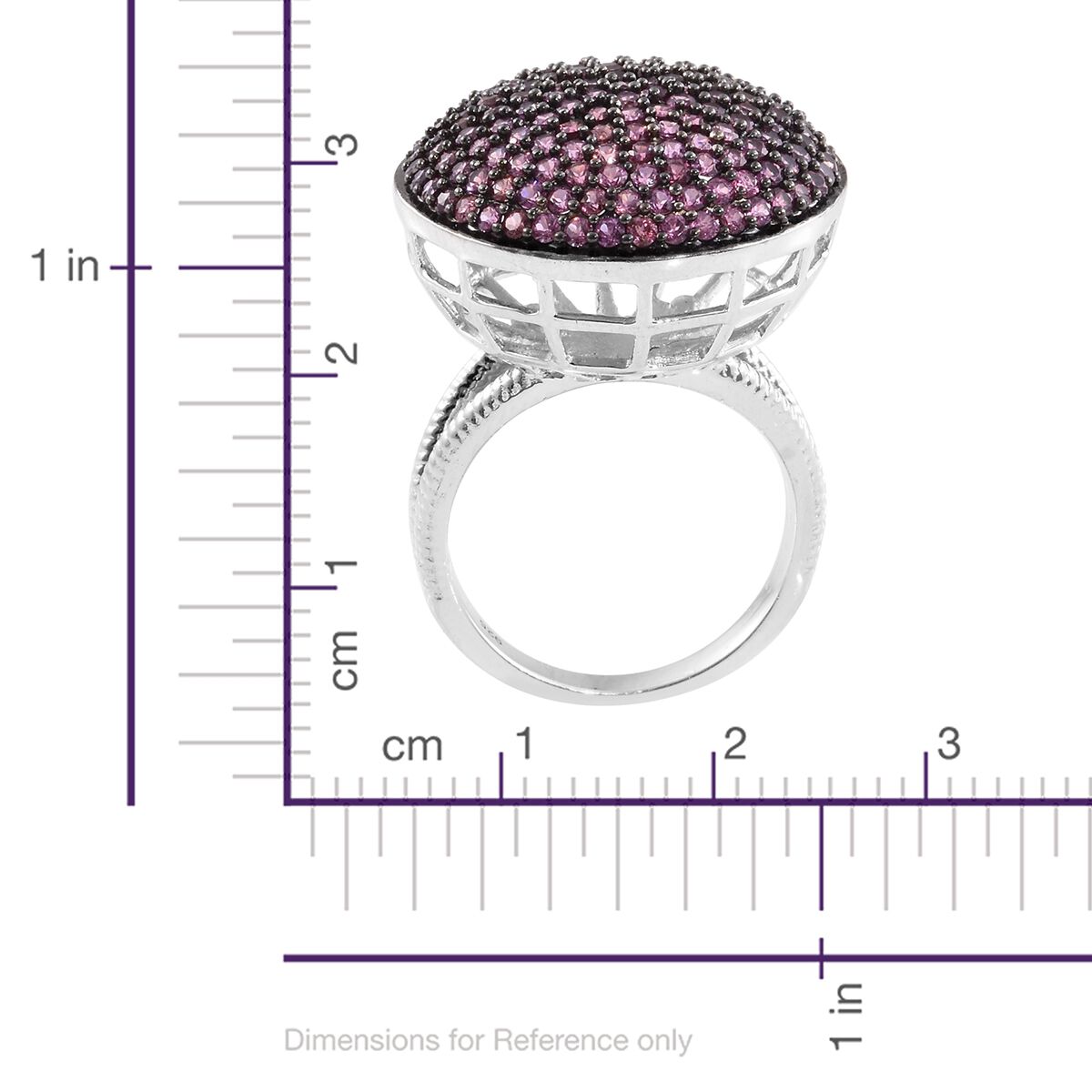 Red Carpet Collection-Rhodolite Garnet (Rnd) Cluster Ring in Black Rhodium and Platinum Overlay Sterling Silver 3.250 Ct.Gemstone Studded 166 Pcs. Silver wt. 7.64 Gms.