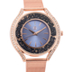 STRADA Japanese Movement Blue Dial White & Blue Crystal Studded Water Resistant Watch in Rose Gold Colour Mesh Belt