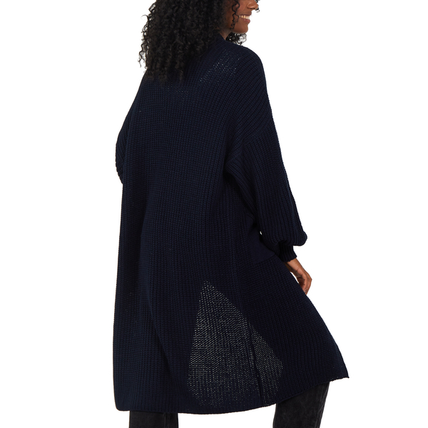 NOVA OF LONDON 100% Acrylic Knitted Full Sleeve Long Cardigan - Navy