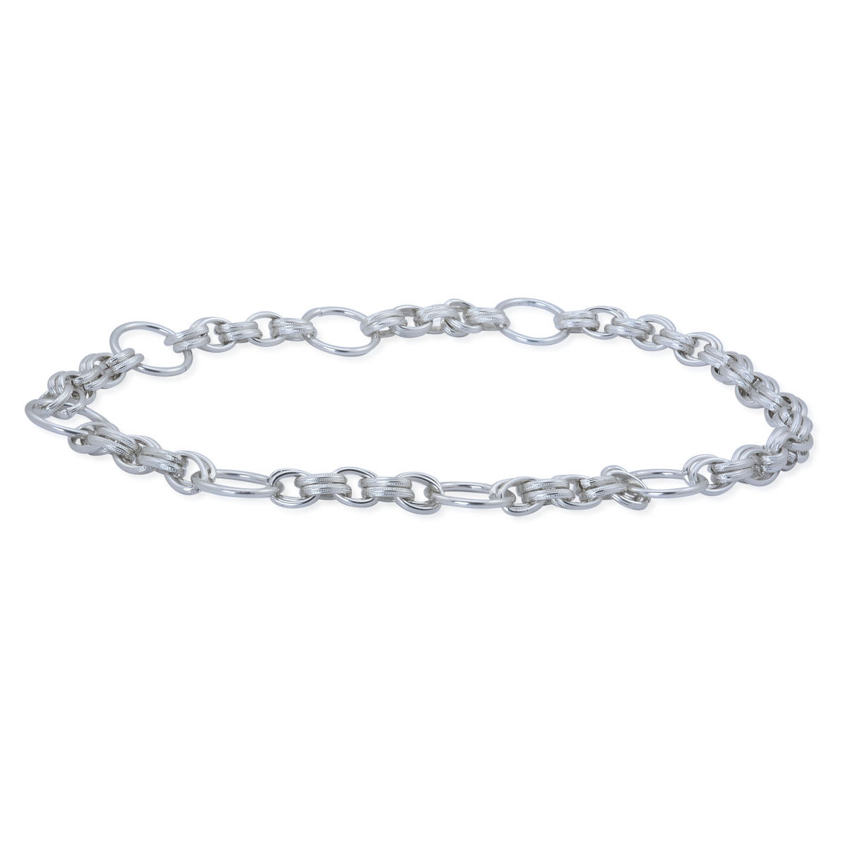 Circle Link Necklace (Size 36) in Silver Tone