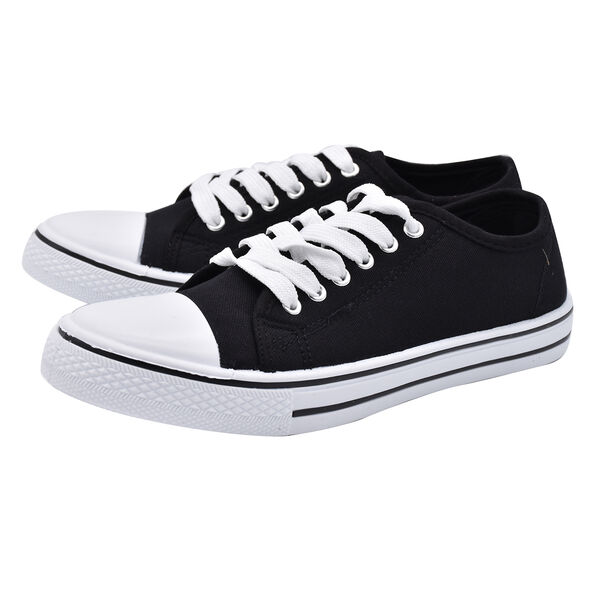 Black Star Canvas Lace Up Trainers - 6284186 - TJC