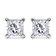 NY Close Out Deal- 14K White Gold SGL White Certified Diamond (Princess Cut) (I1/G-H) Earrings (with