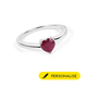 Personalised Heart Ruby Solitaire Ring in Silver