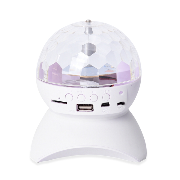 Portable Wireless Bluetooth Disco Ball Lamp Speaker with USB AUX Cord - White Colour