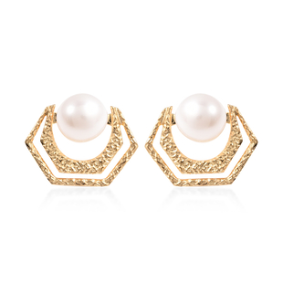 Edison Pearl Stud Earrings in Yellow Gold Overlay Sterling Silver