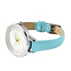 STRADA Japanese Movement Floral White Austrian Crystal Studded Water Resistant Watch with Turquoise Colour Strap