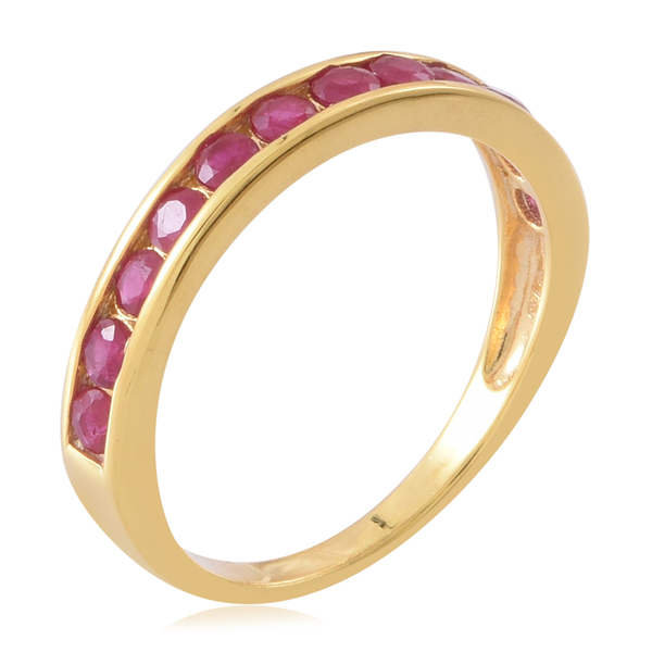 Ruby (Rnd) Half Eternity Ring in 14K Gold Overlay Sterling Silver 1.250 Ct.