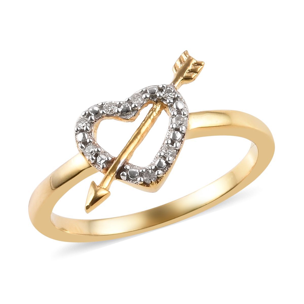 Diamond Heart with Arrow Ring in 14K Gold Overlay Sterling Silver